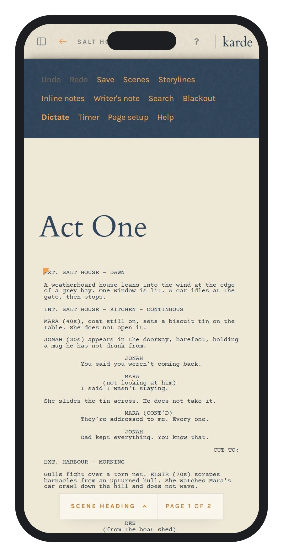 The script on a phone