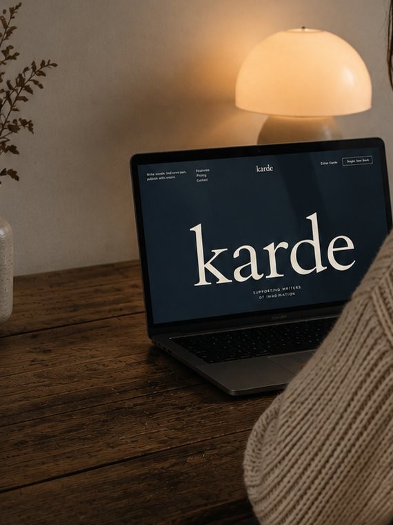 Natassja at her desk with Karde open on the laptop