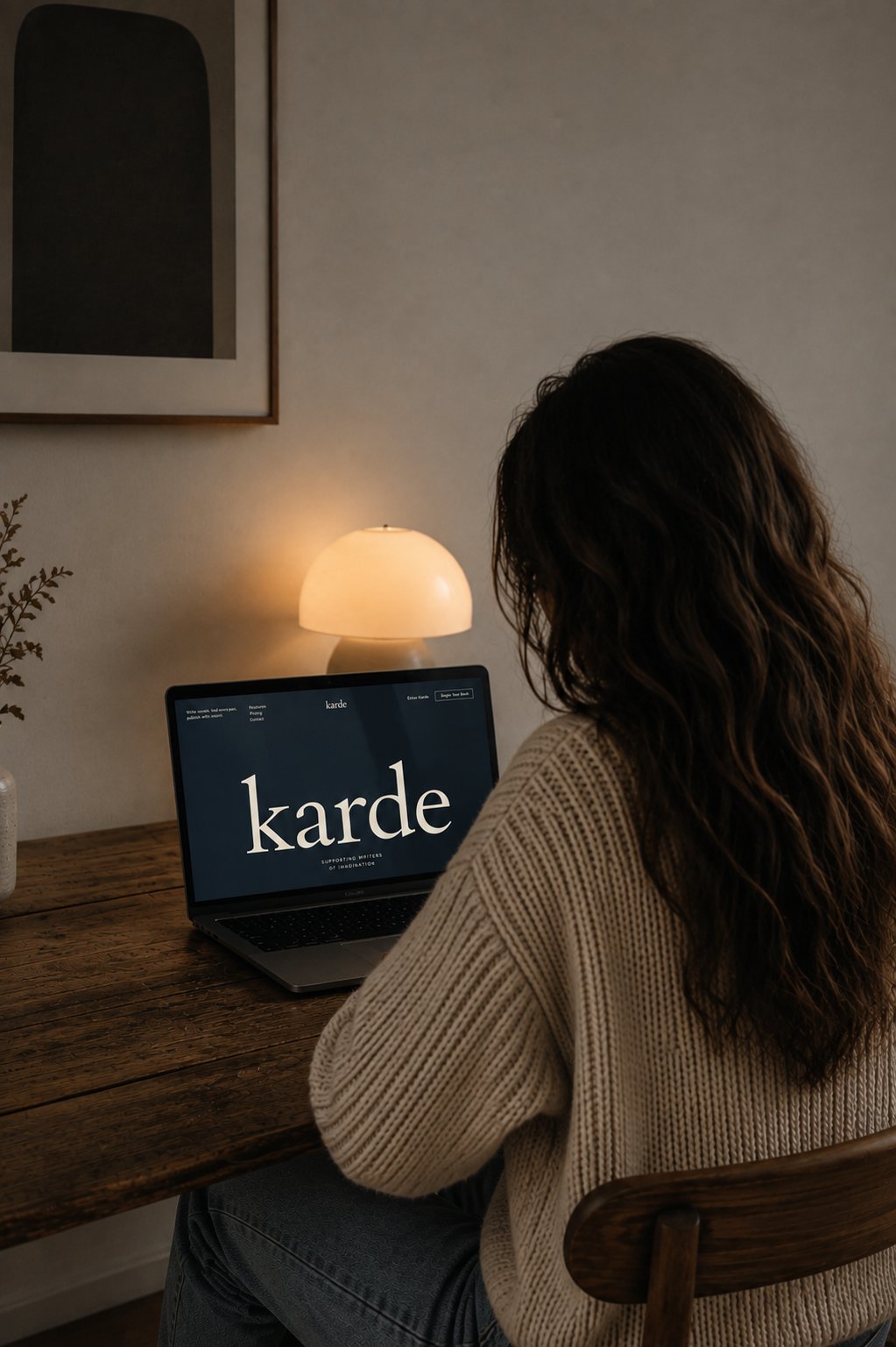 Natassja at her desk with Karde open on the laptop
