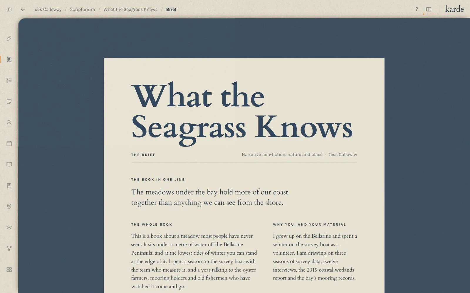 The Brief for a non-fiction book in Karde