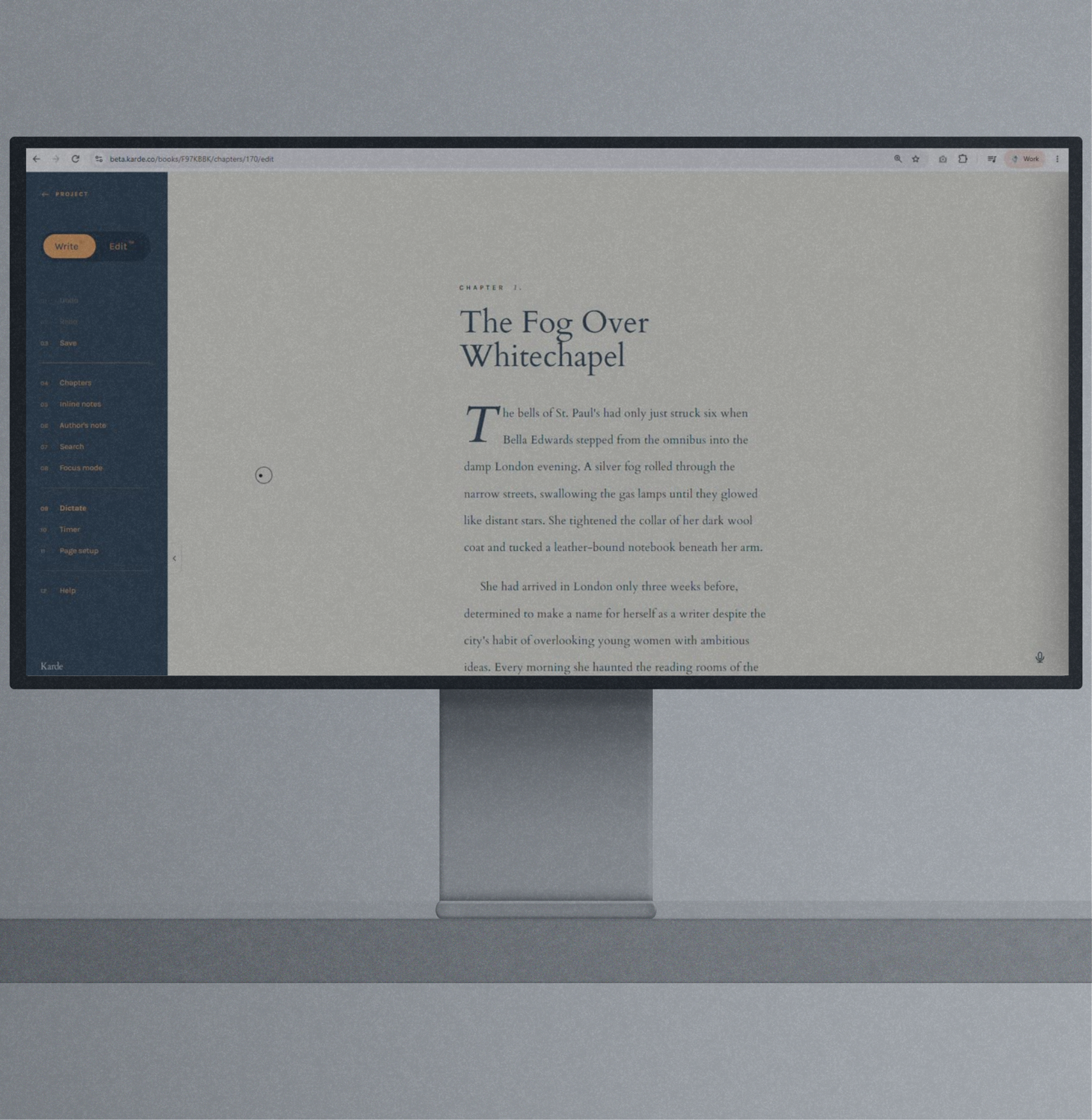 Manuscript on a monitor