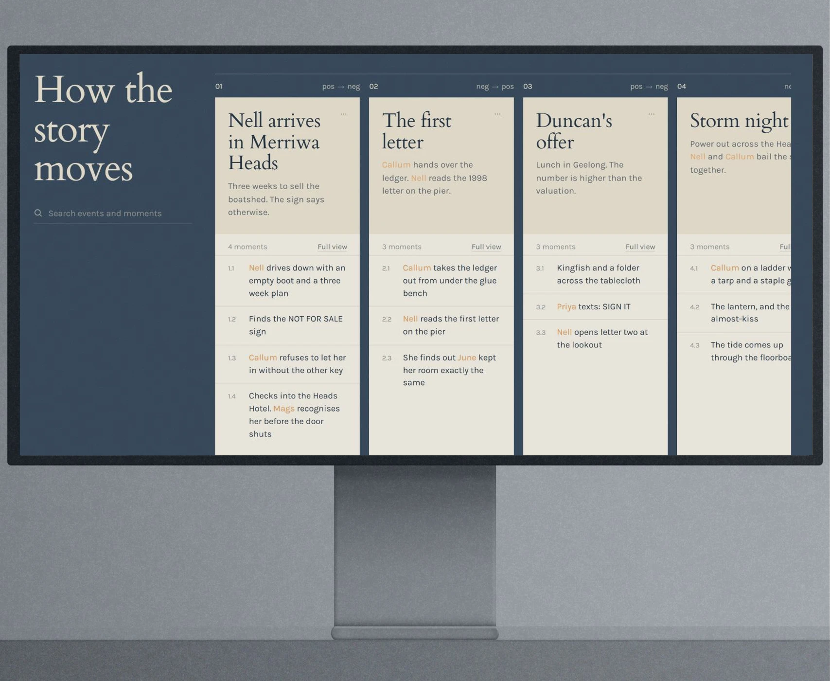 The Outline in Karde on a desktop monitor