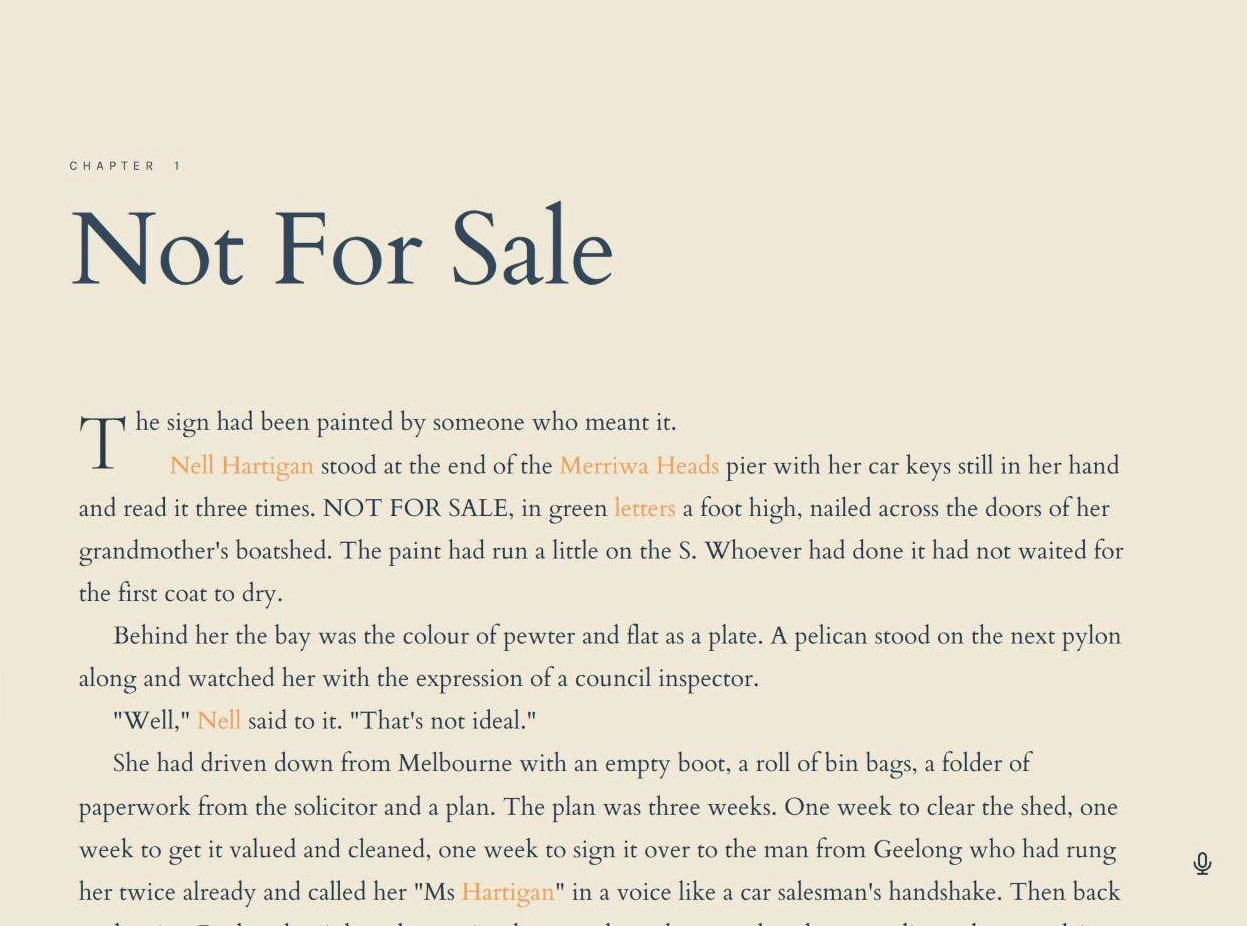 Chapter one open on the Karde writing page
